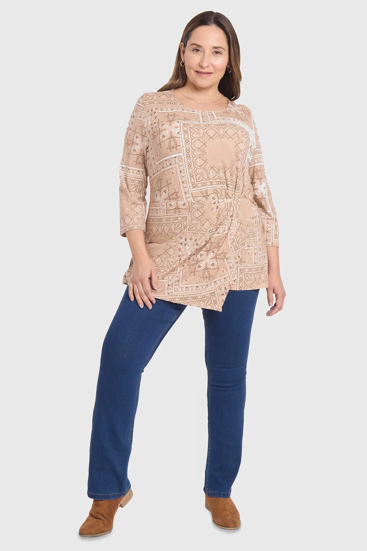 Polera Mujer Estampada Beige - Image 4