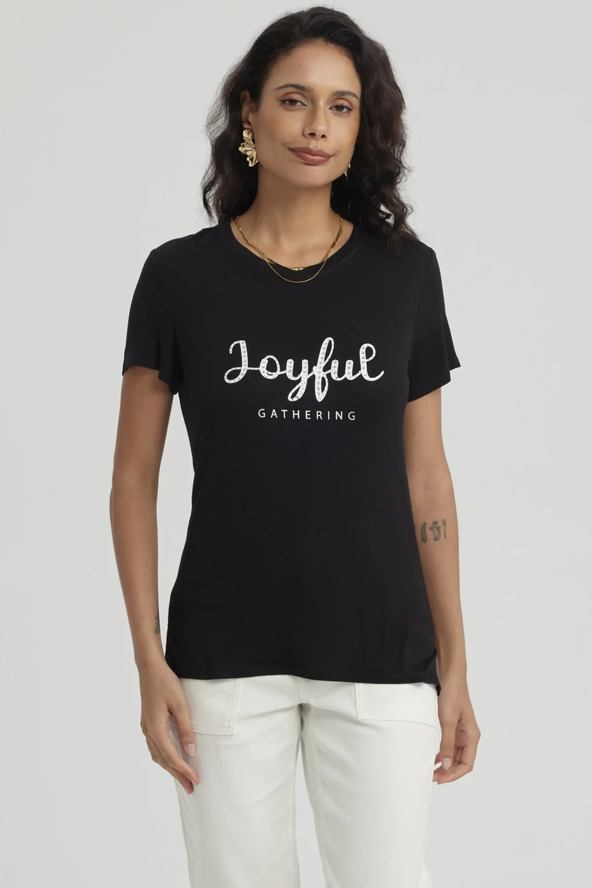 Polera Mujer Estampado Negro