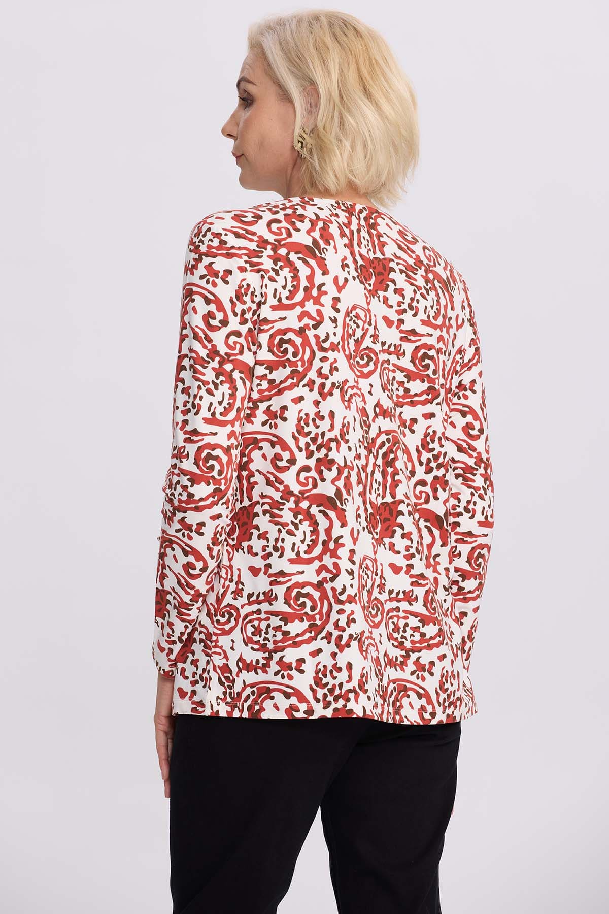 Polera Mujer Evasé Con Aplicación Terracota - Image 3