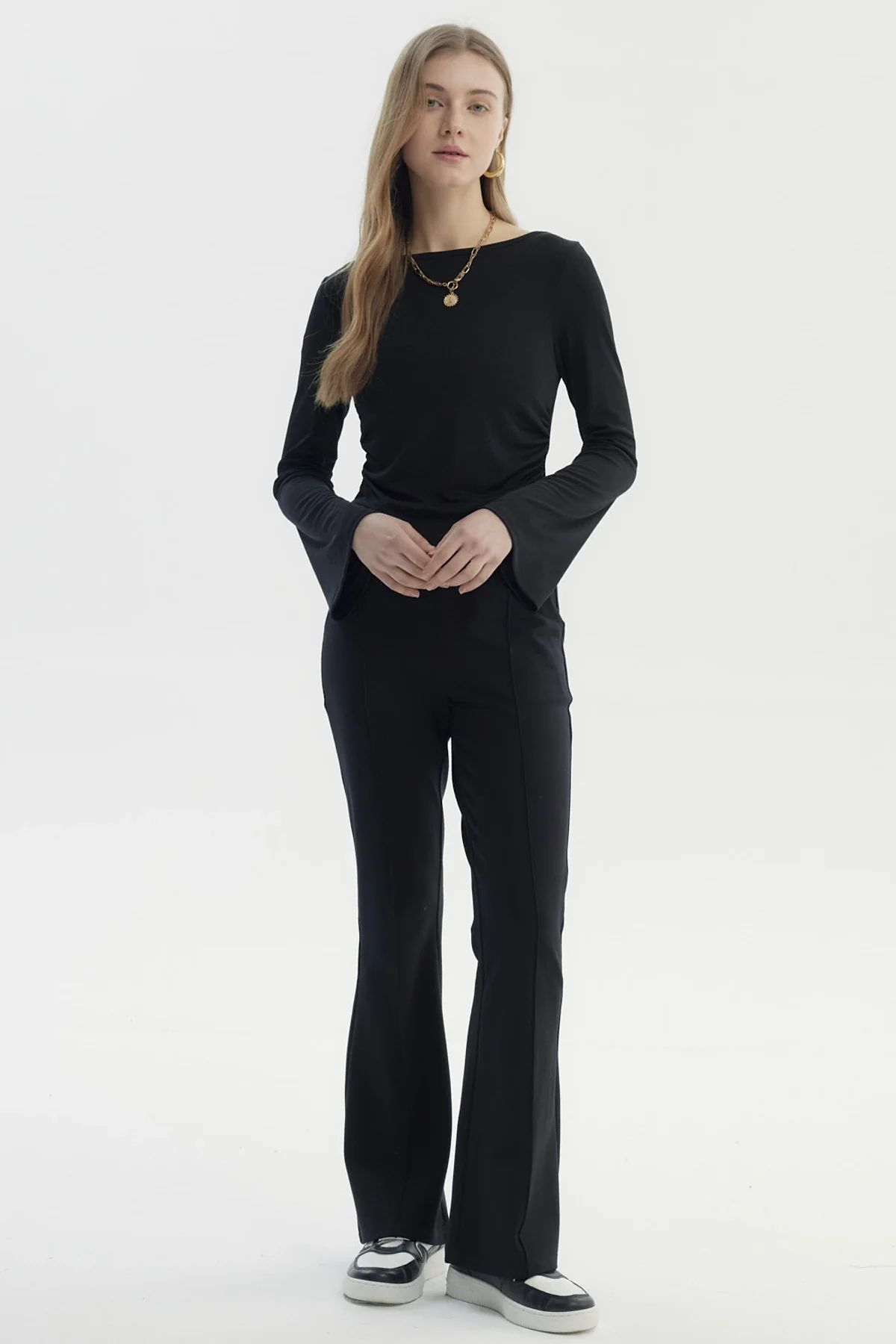 Polera Mujer Flare Recogidos Negro - Image 4