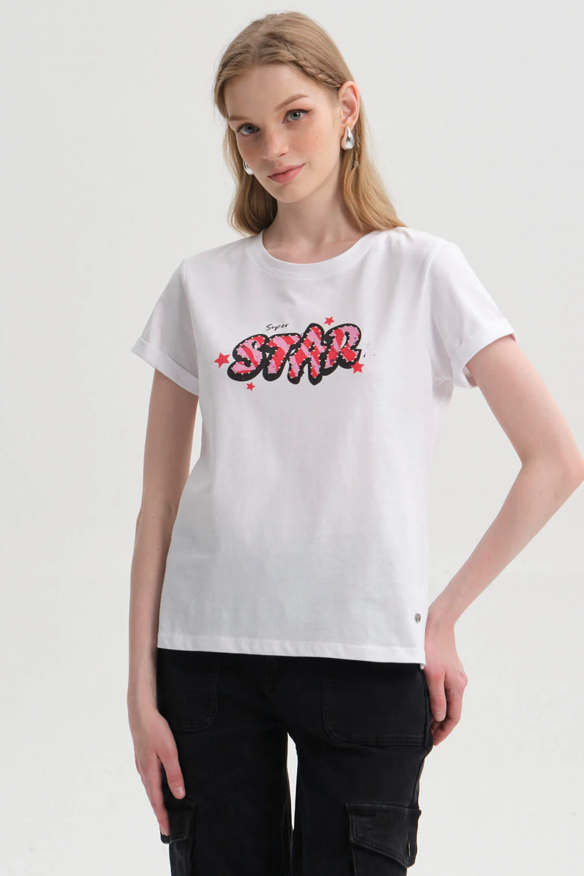 Polera Mujer Gráfica Roll Up Blanco - Image 2
