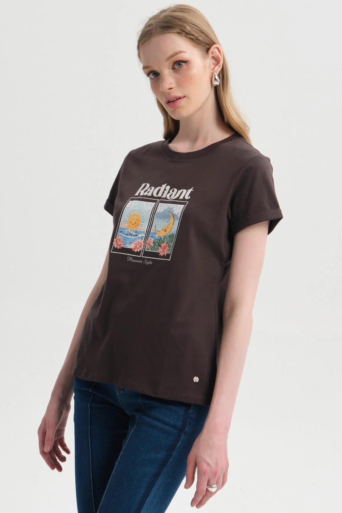 Polera Mujer Gráfica Roll Up Gris Marengo - Image 2