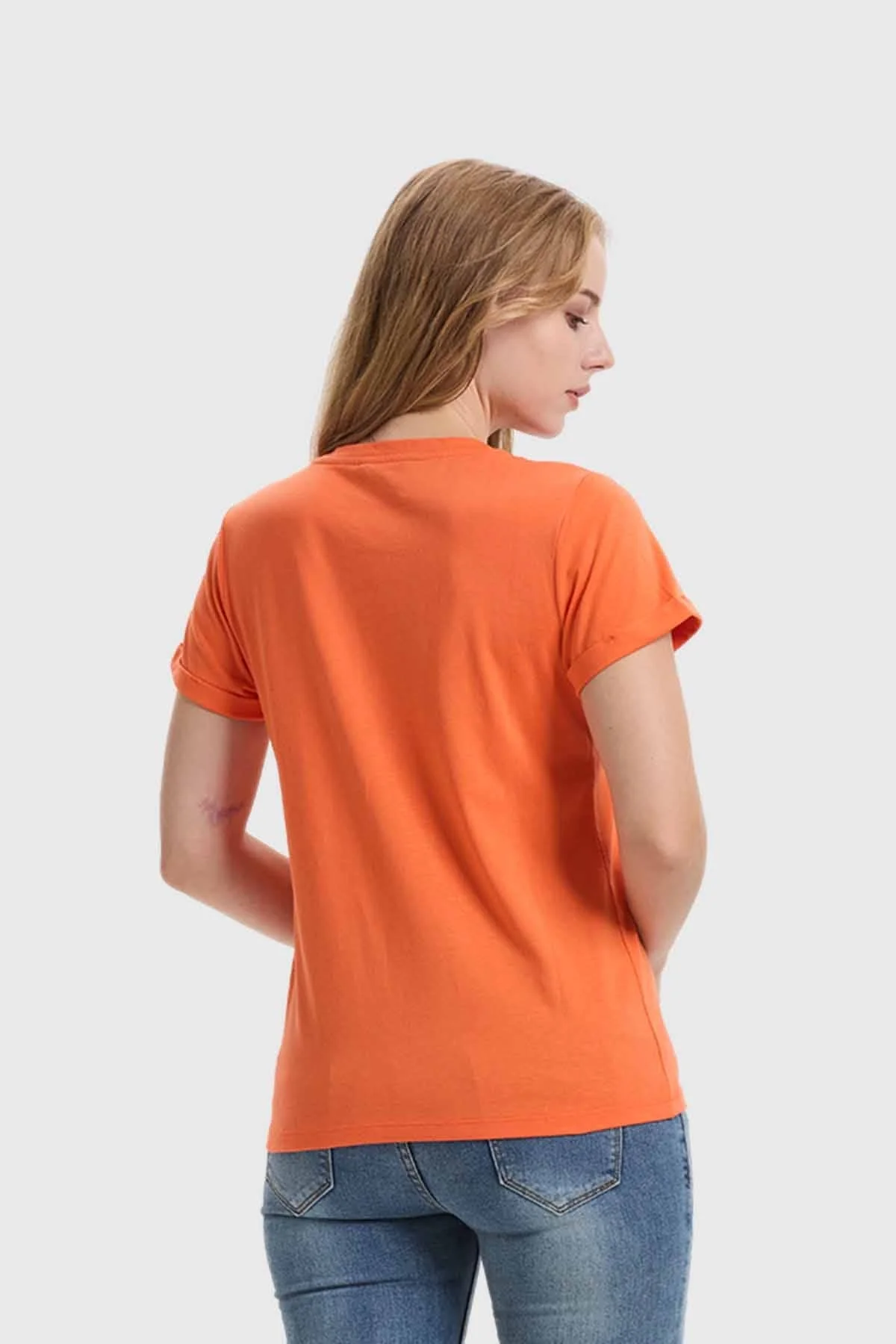 Polera Mujer Gráfica Roll Up Naranjo - Image 3