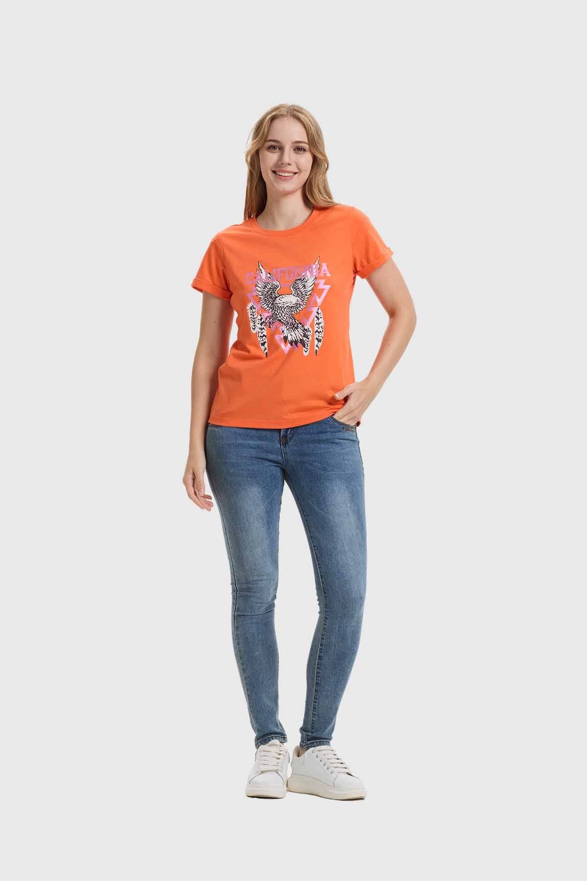 Polera Mujer Gráfica Roll Up Naranjo - Image 4