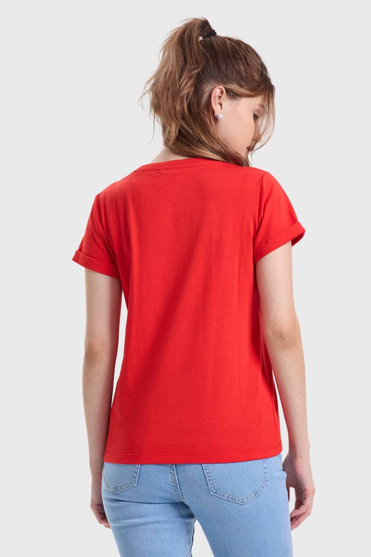 Polera Mujer Gráfica Roll Up Rojo - Image 3