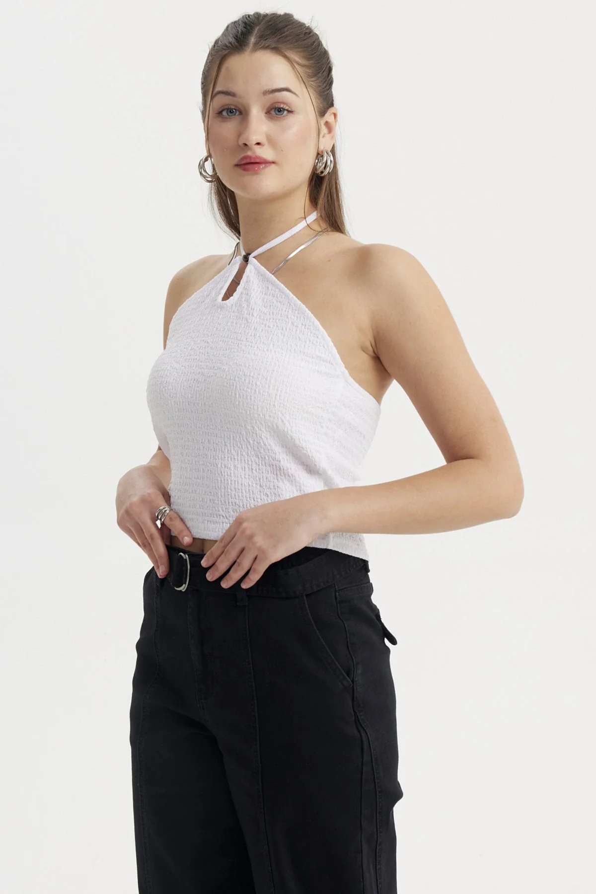 Polera Mujer Halter Blanco - Image 2