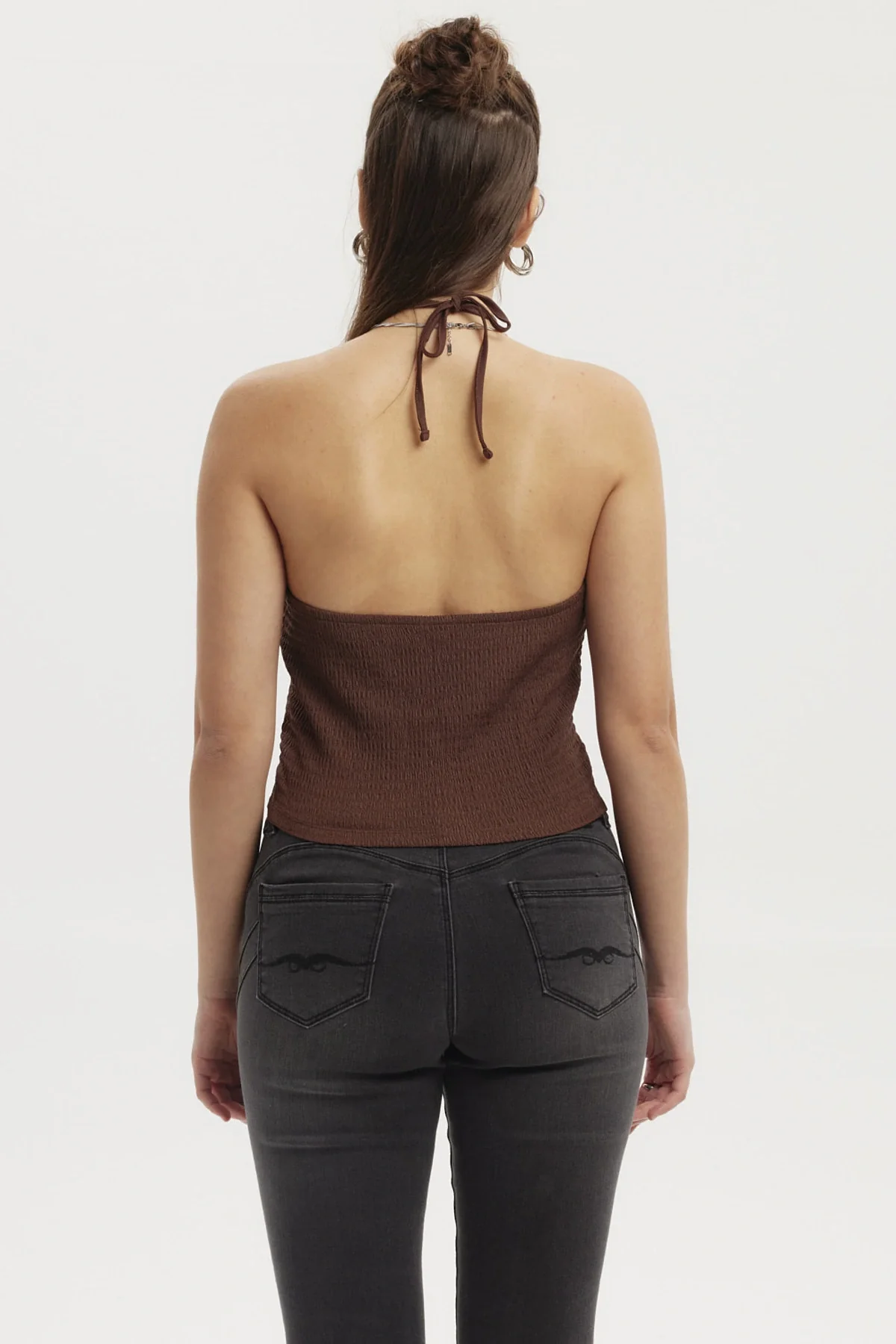 Polera Mujer Halter Café Oscuro - Image 3
