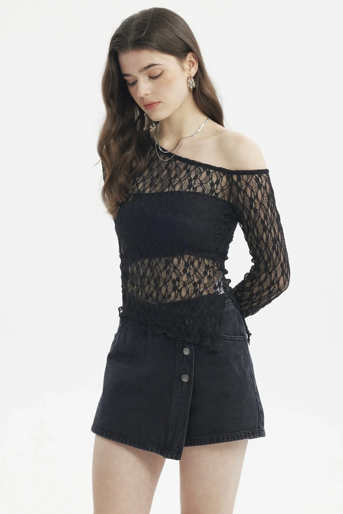 Polera Mujer Hombro Asimétrico Negro - Image 2