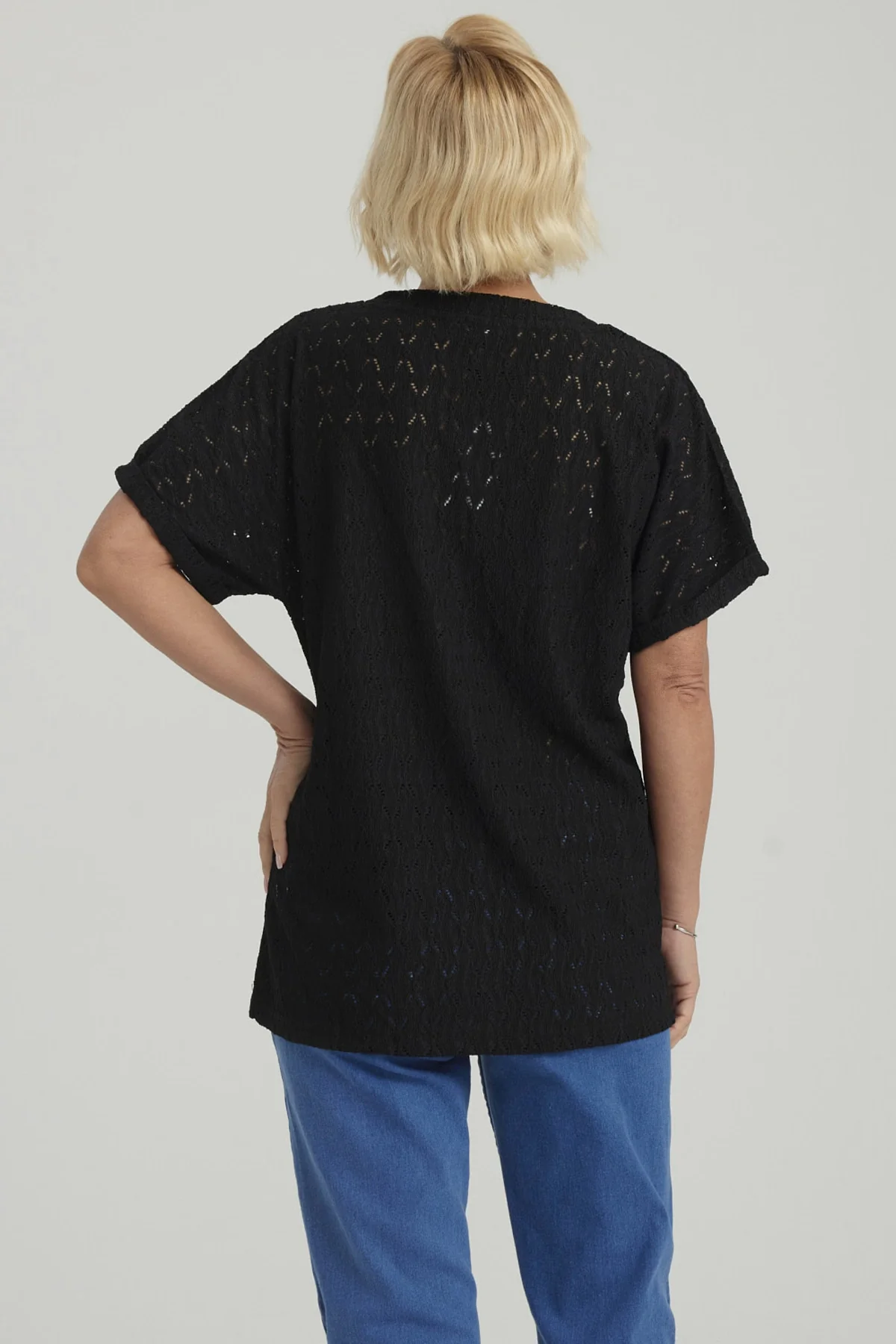 Polera Mujer Lisa Abotonada Negro - Image 3