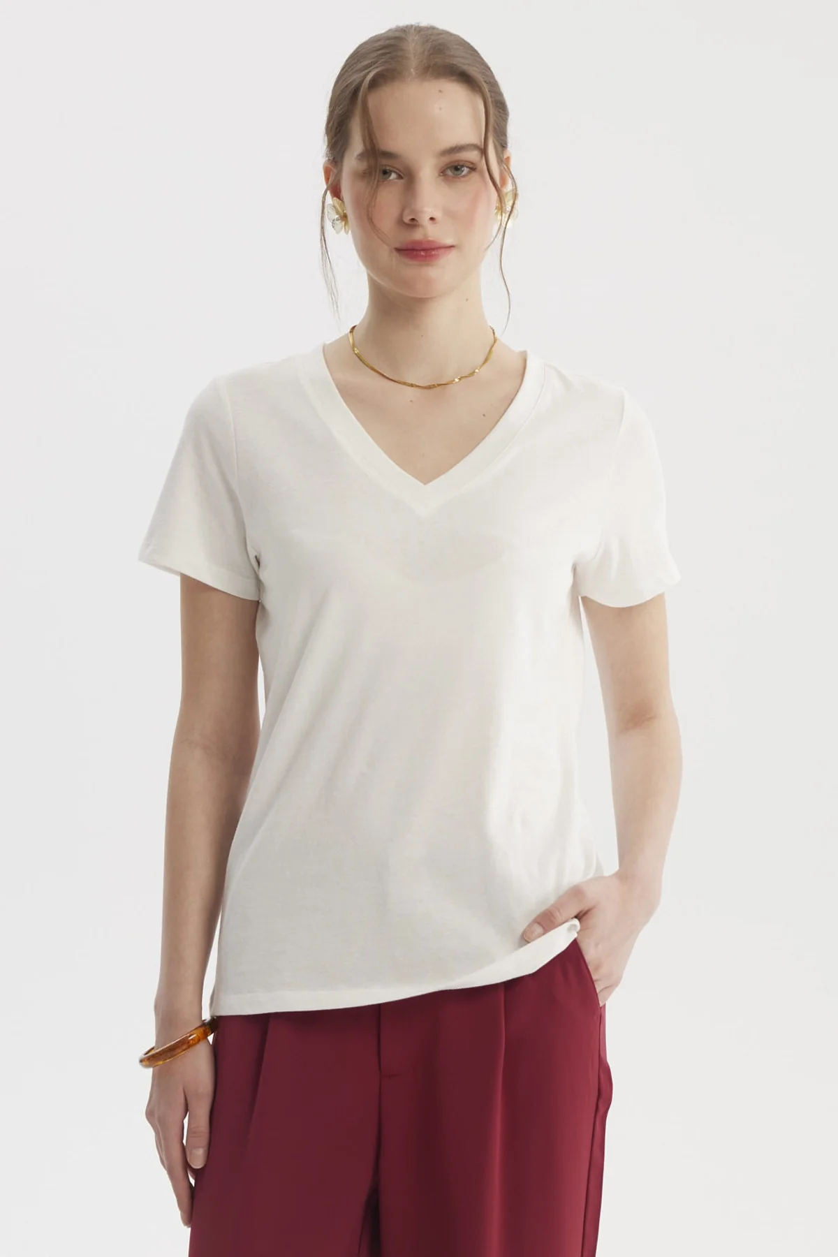 Polera Mujer Lisa Algodón Crudo