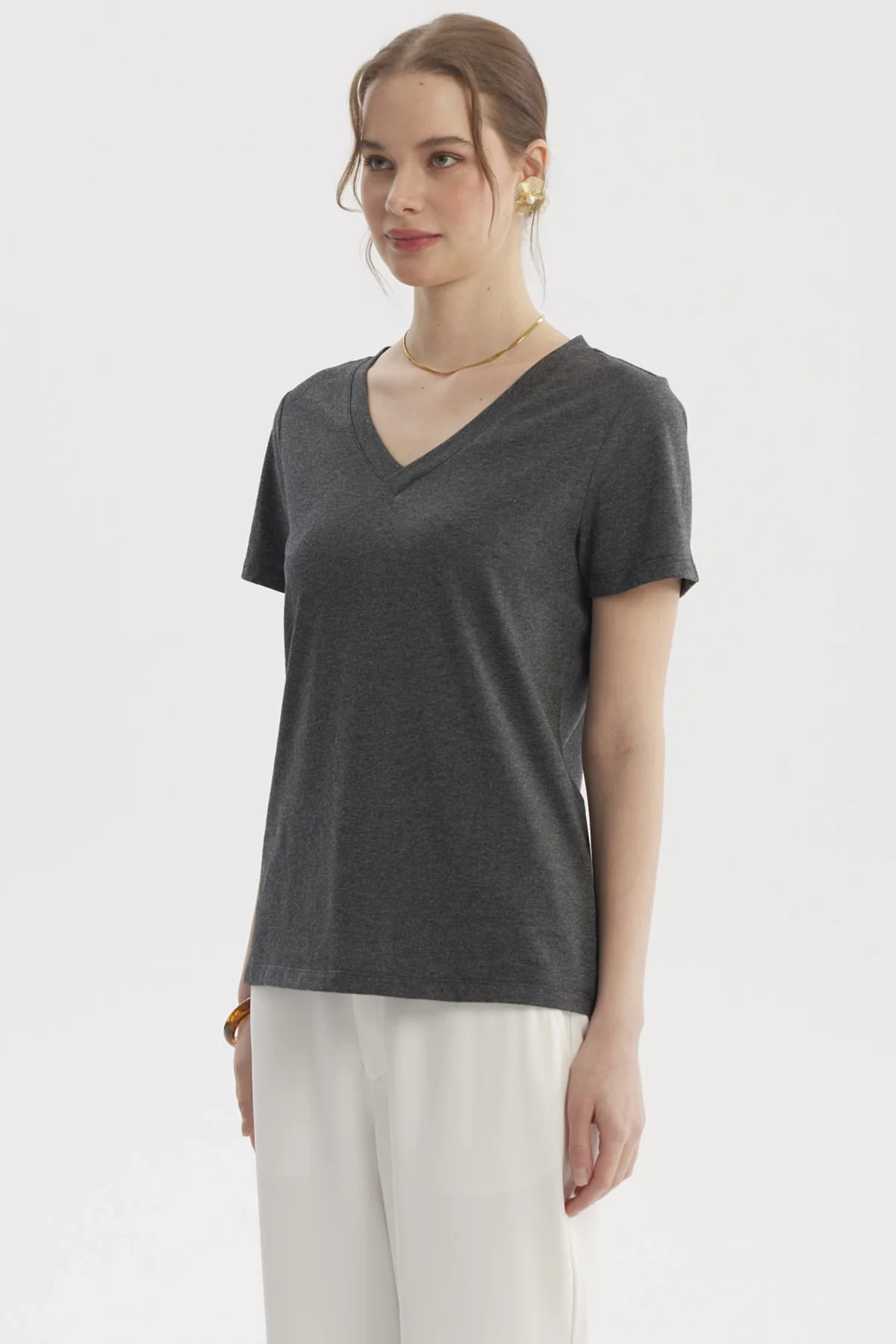 Polera Mujer Lisa Algodón Gris - Image 2