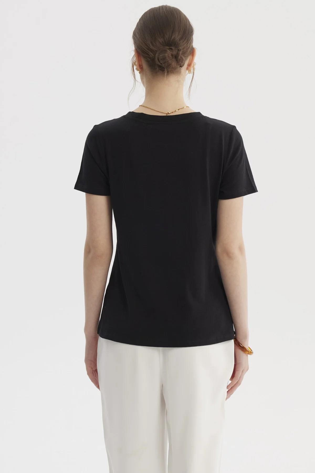 Polera Mujer Lisa Algodón Negro - Image 3