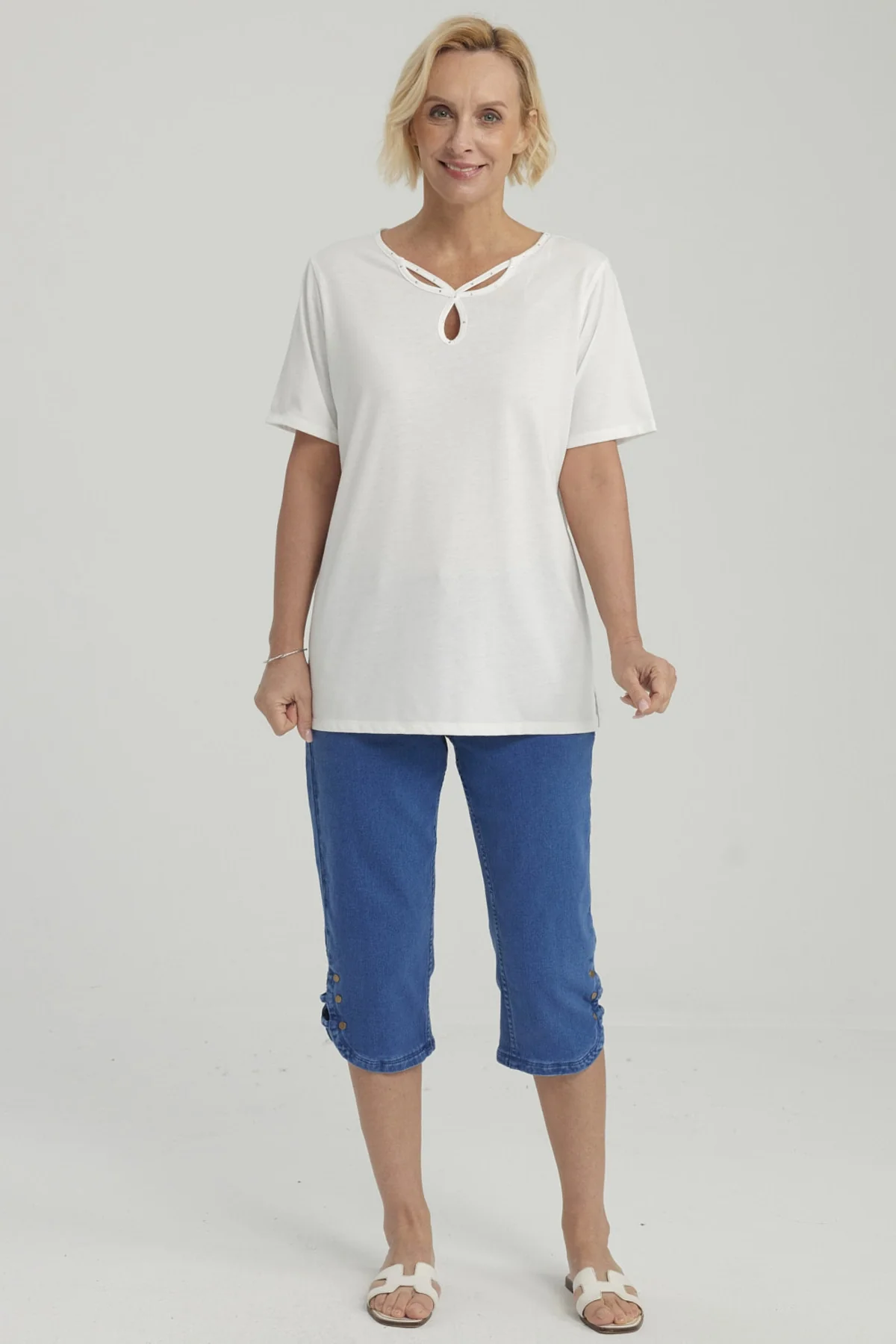 Polera Mujer Lisa Apertura Crudo - Image 4