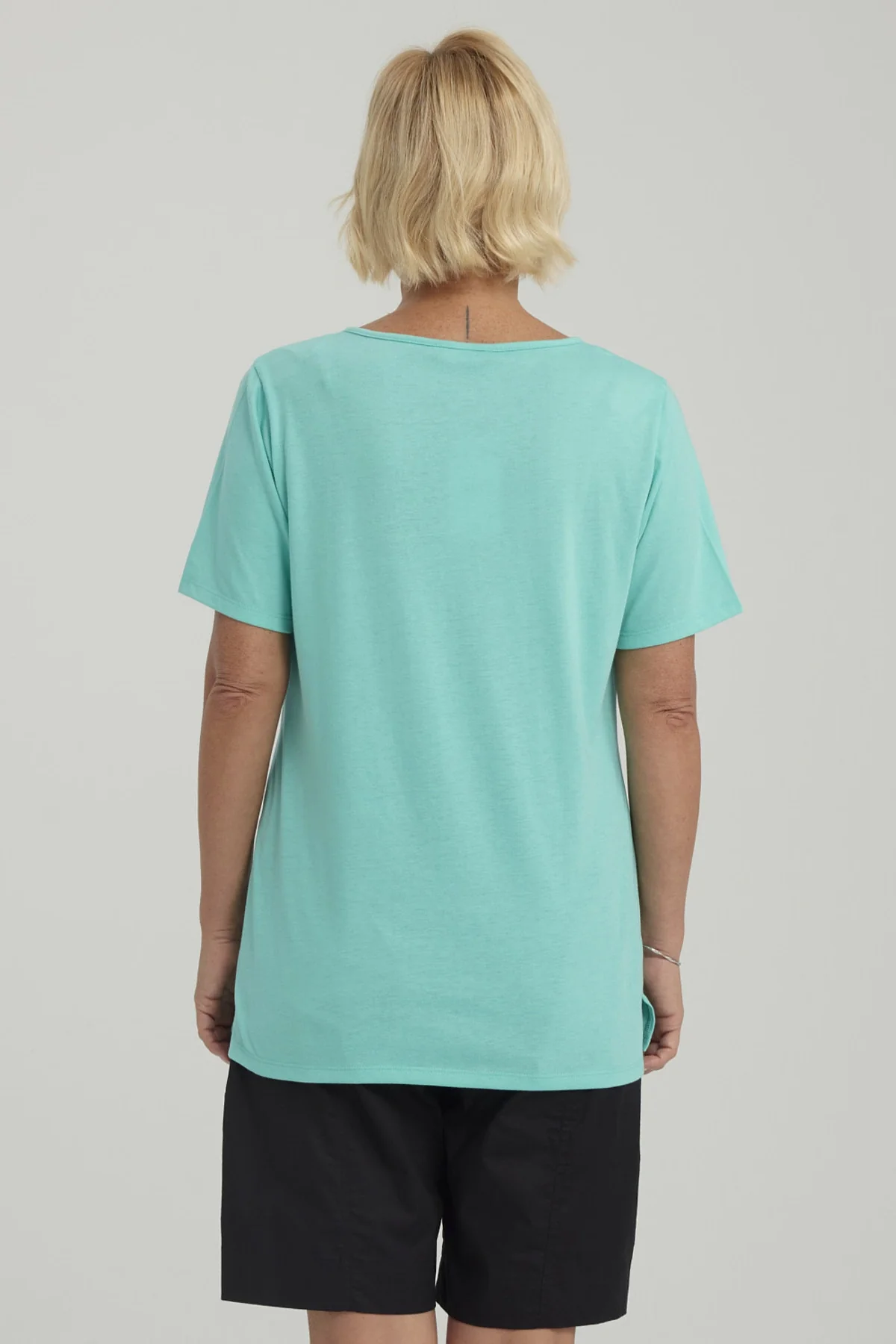 Polera Mujer Lisa Apertura Turquesa - Image 3