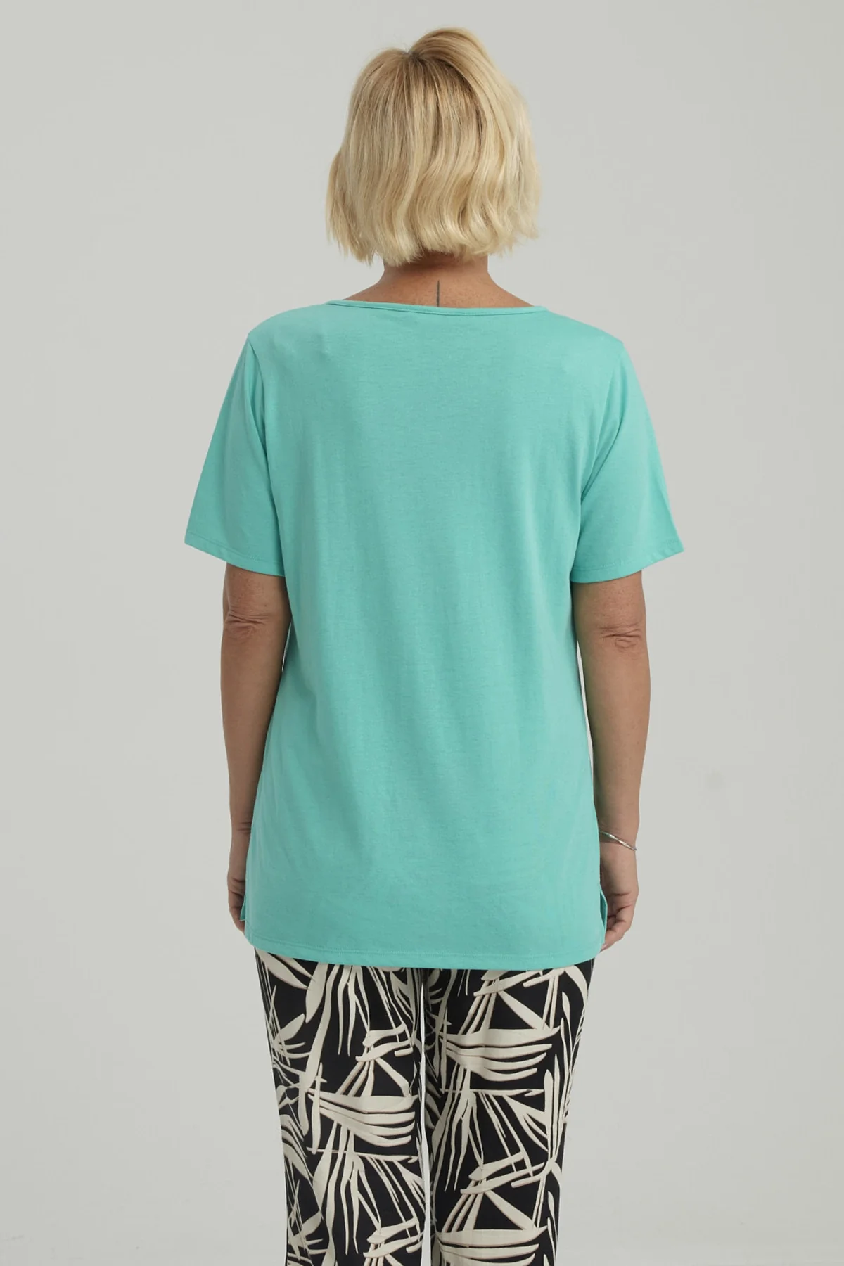 Polera Mujer Lisa Apertura Turquesa - Image 3