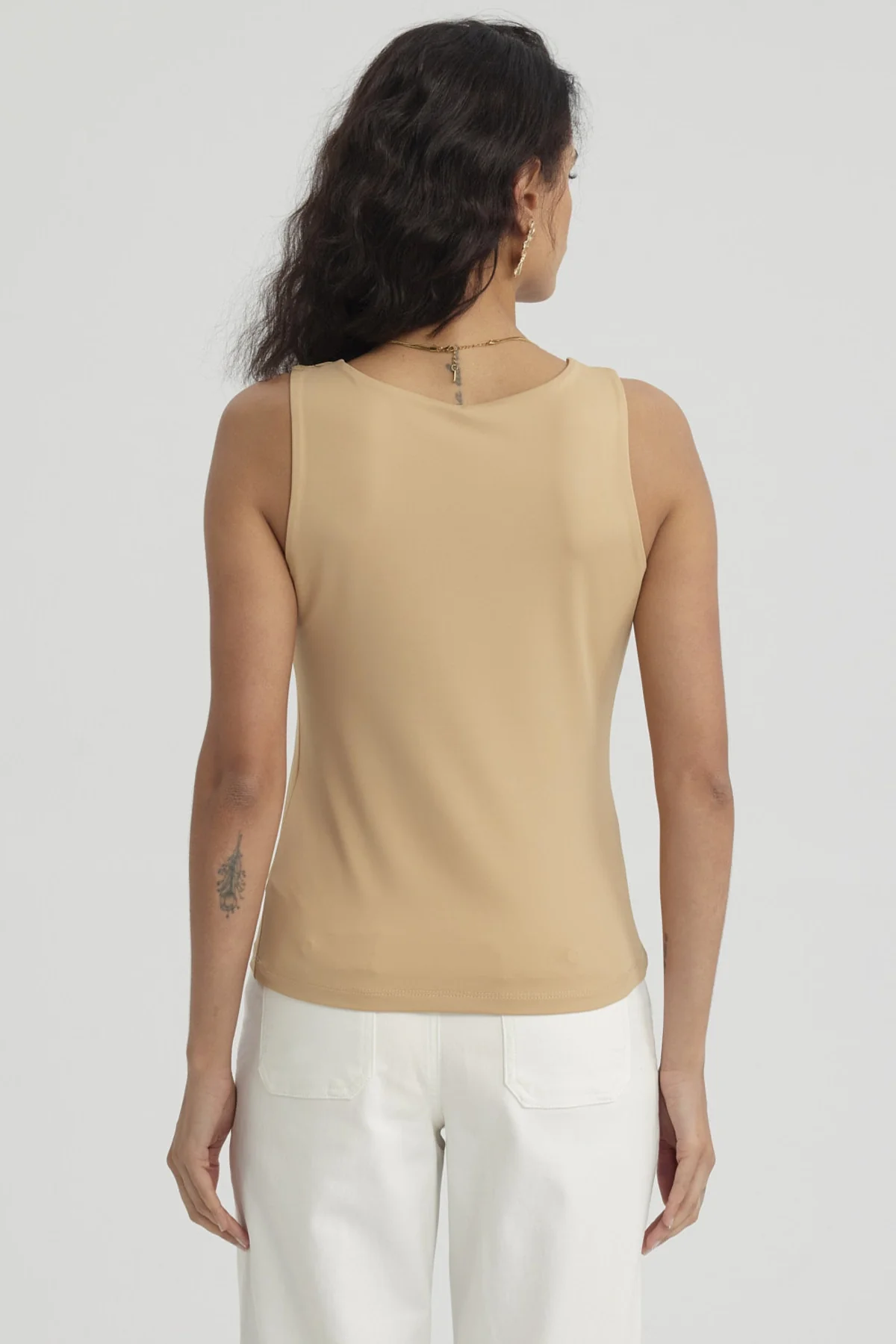 Polera Mujer Lisa Doble Capa Camel - Image 3