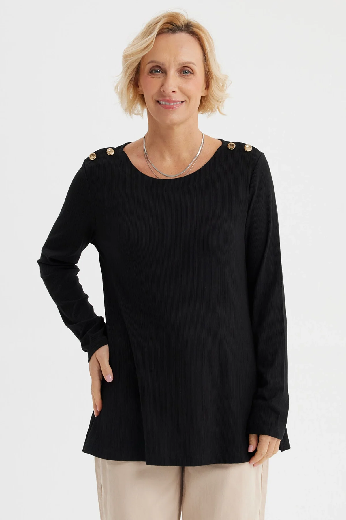 Polera Mujer Lisa Negro