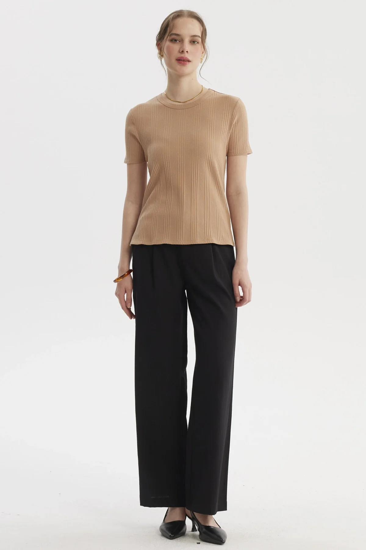Polera Mujer Lisa Rib Beige Oscuro - Image 4