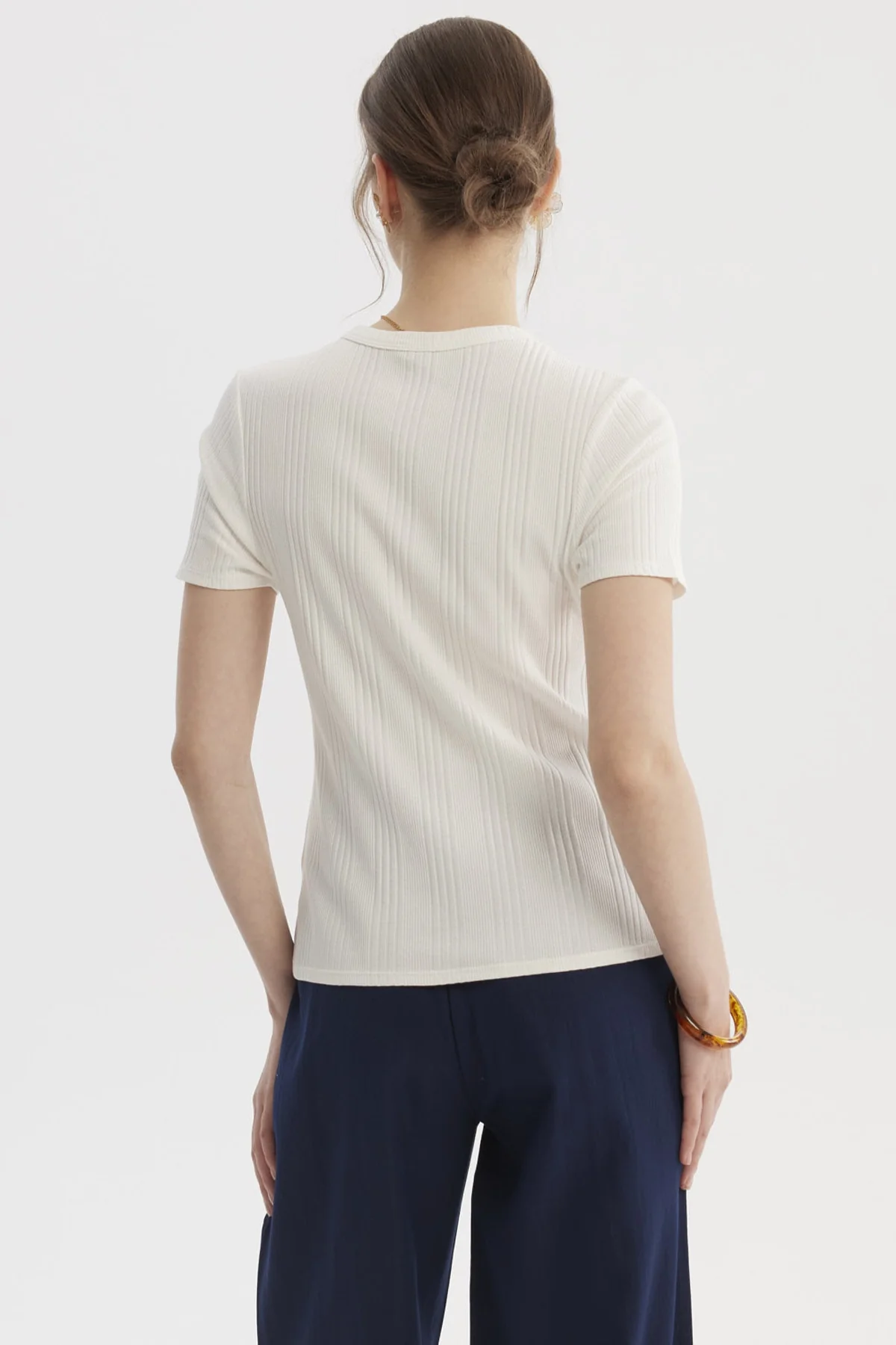Polera Mujer Lisa Rib Crudo - Image 3