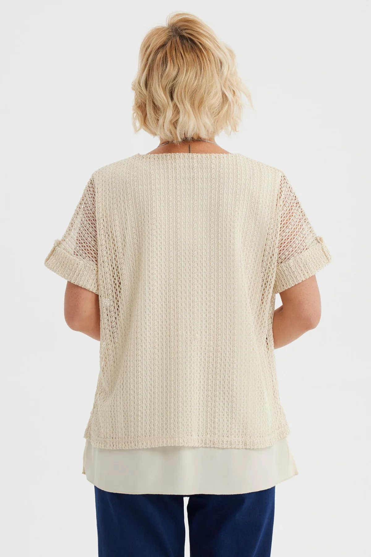 Polera Mujer Malla Beige Claro - Image 3