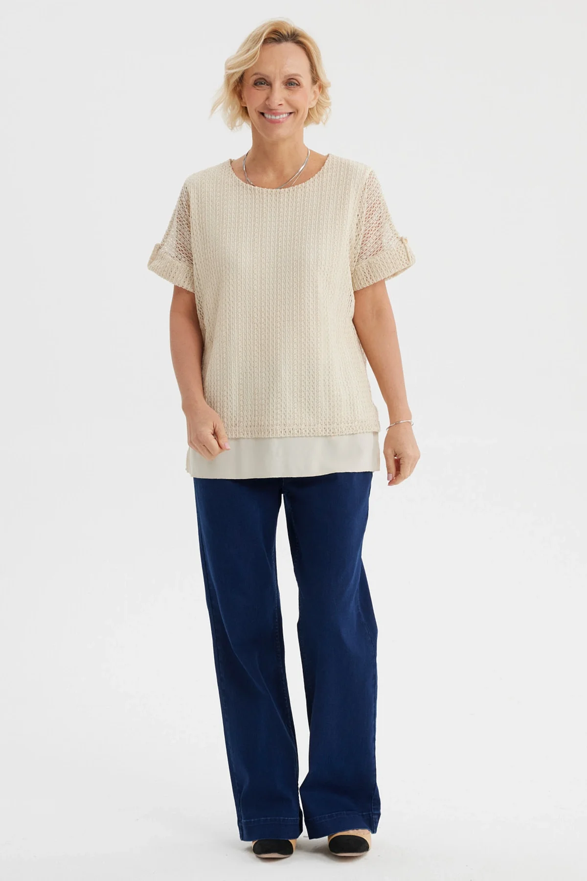 Polera Mujer Malla Beige Claro - Image 4