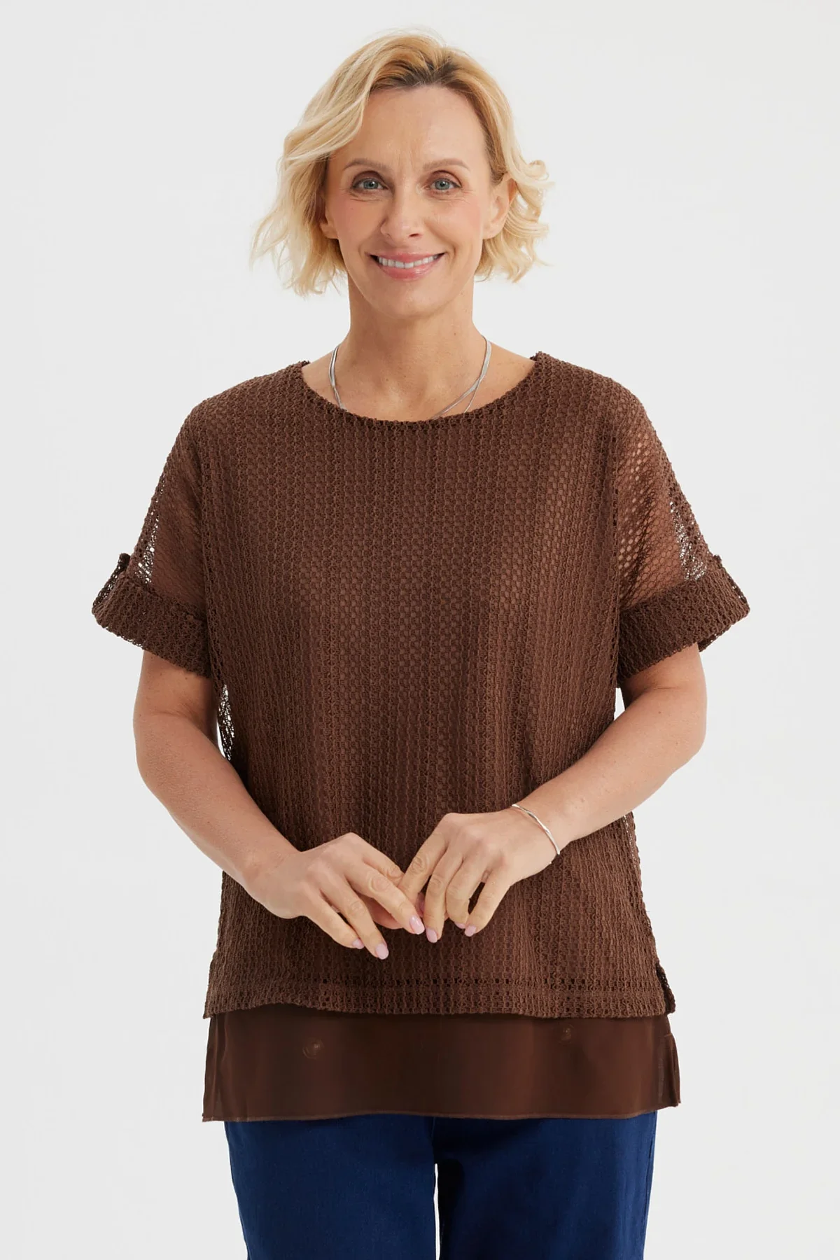 Polera Mujer Malla Café