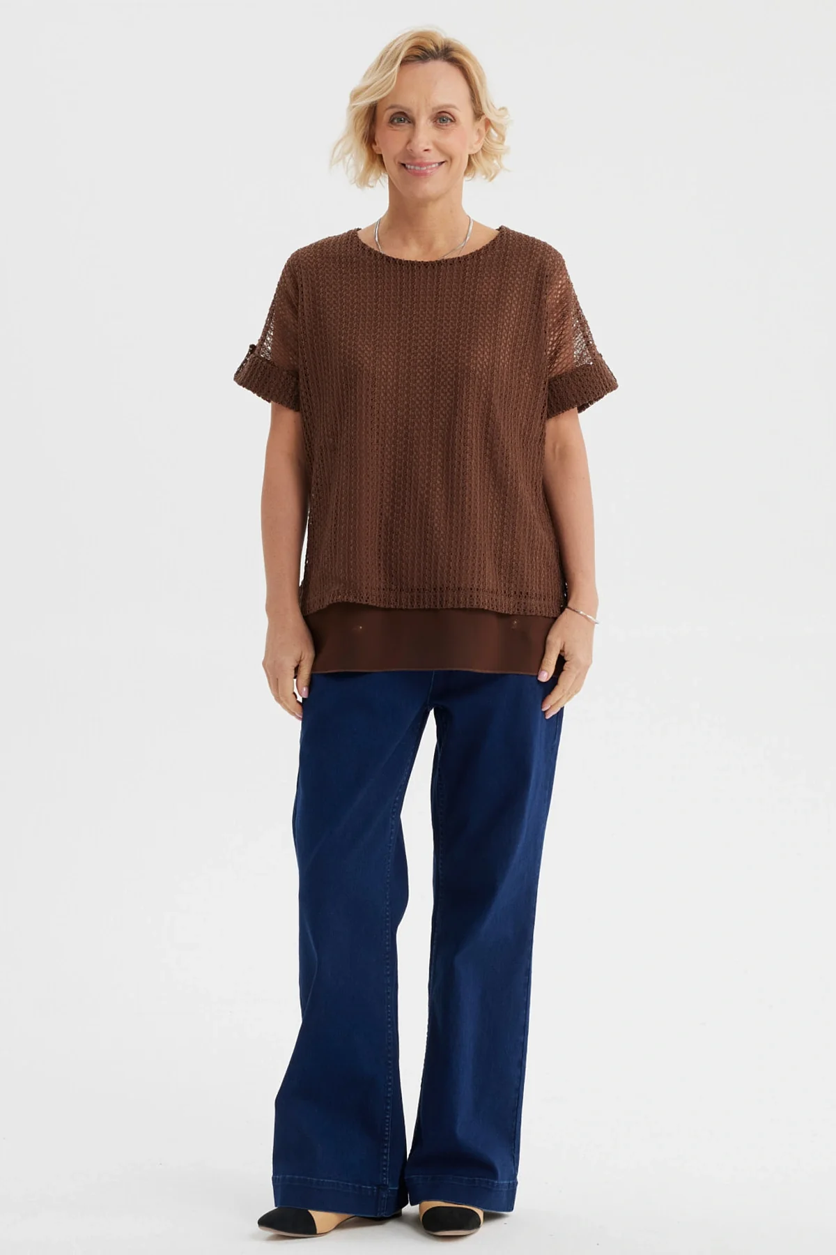Polera Mujer Malla Café - Image 4