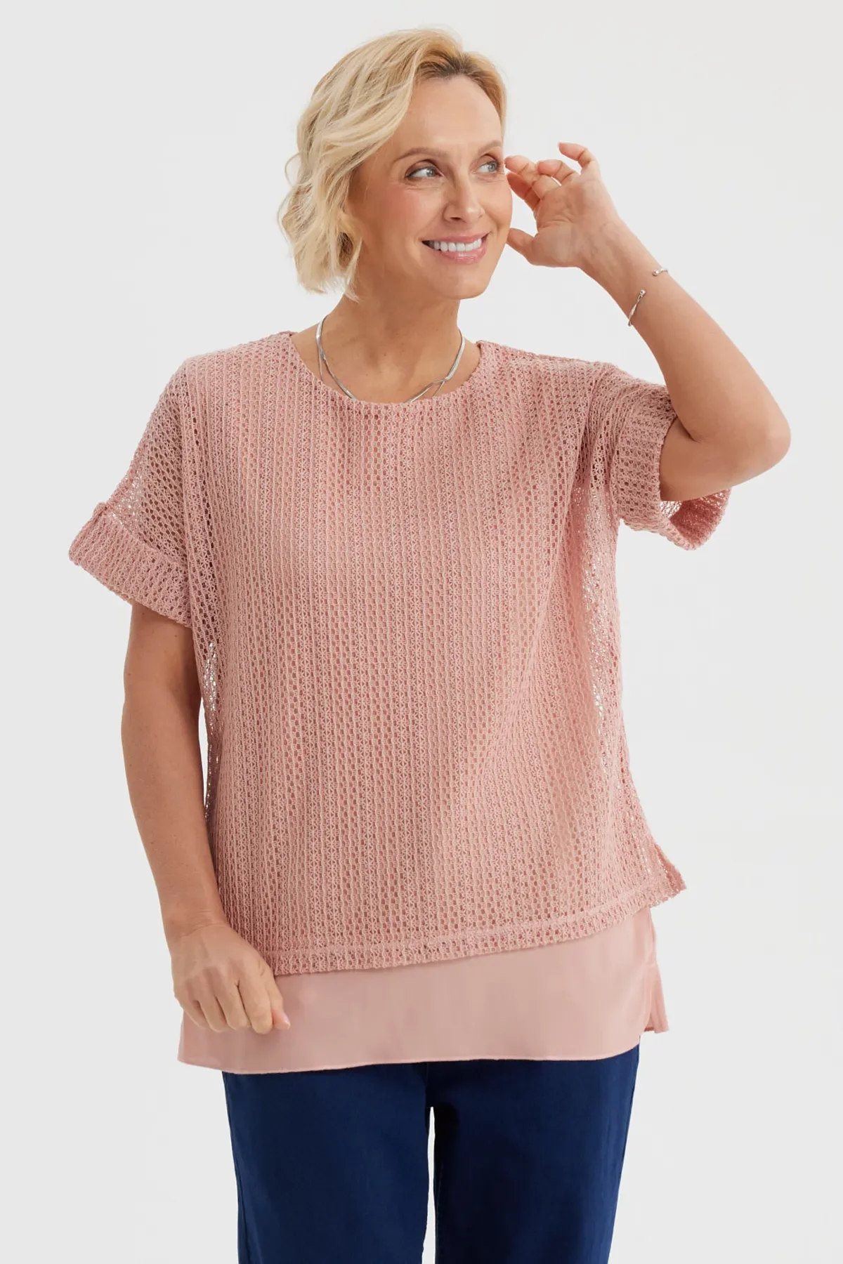 Polera Mujer Malla Rosado