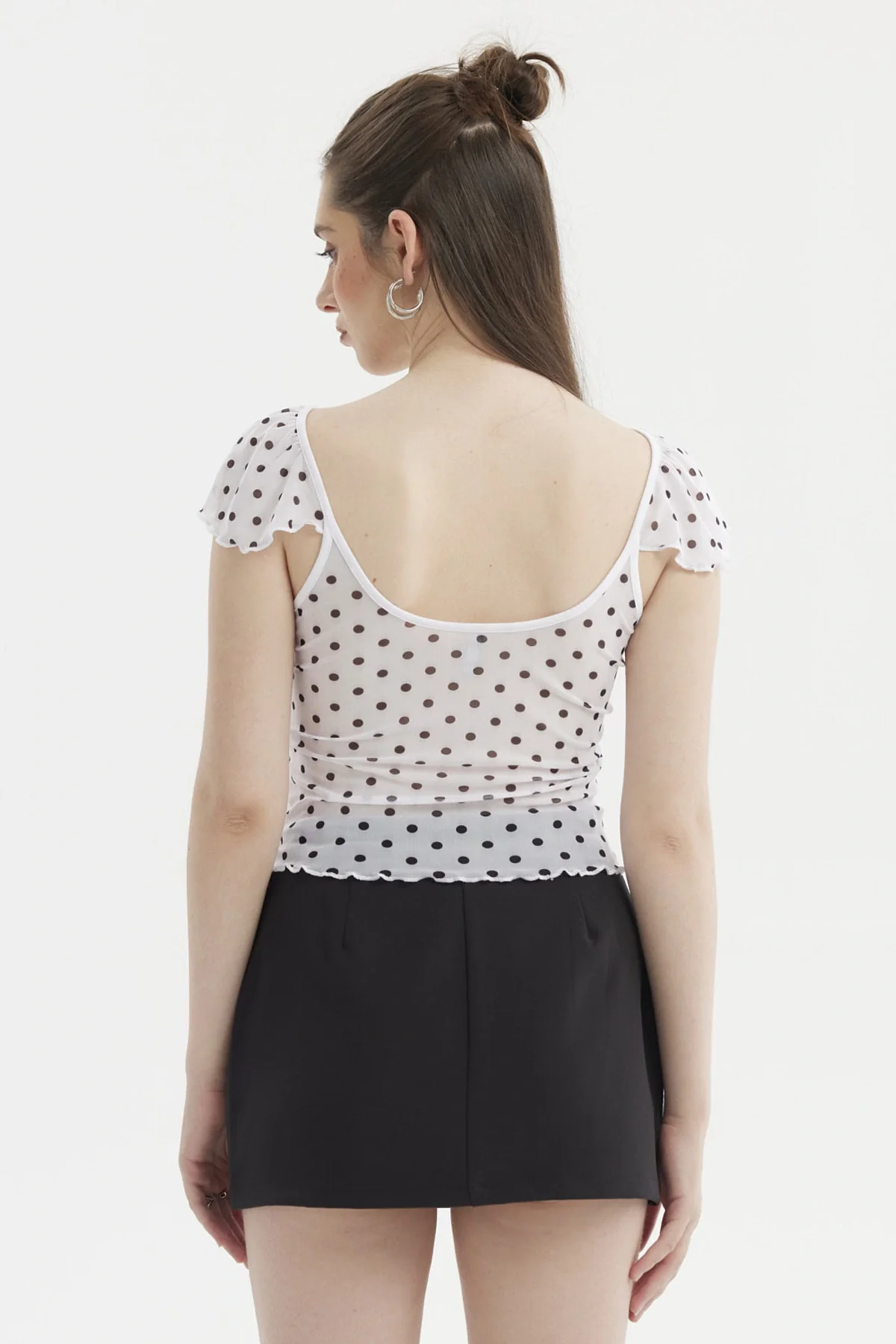 Polera Mujer Manga Vuelos Escote Cuadrado Blanco - Image 3
