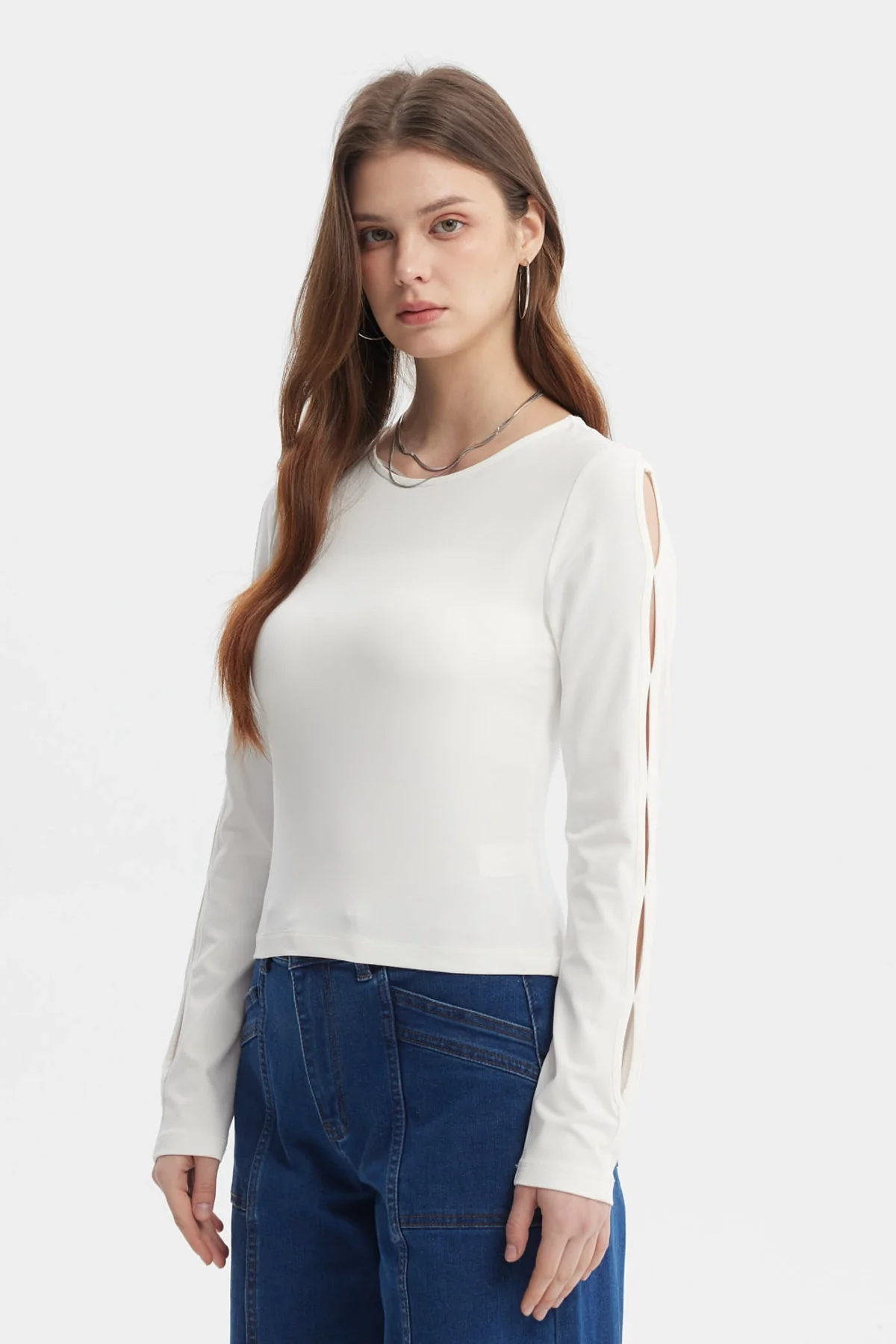 Polera Mujer Mangas Largas Calada Crudo - Image 2
