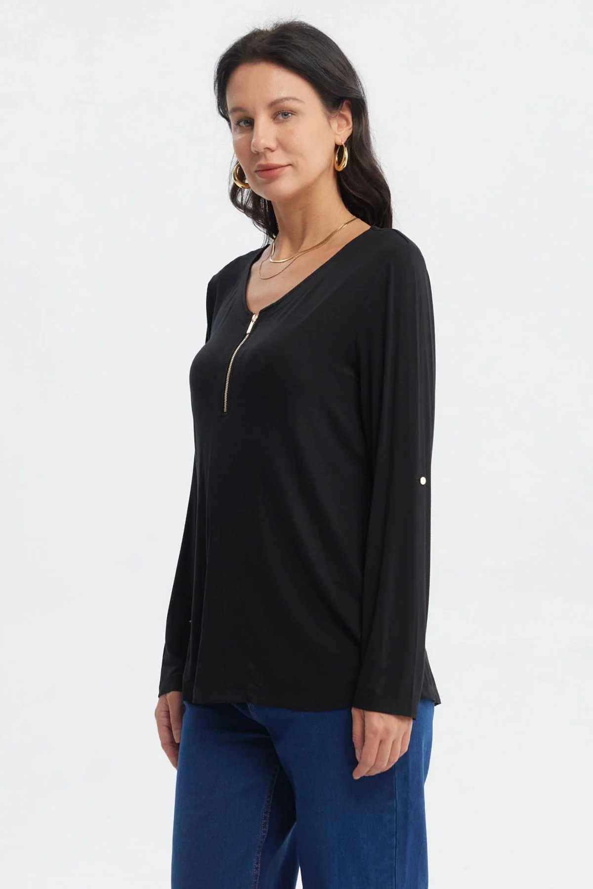 Polera Mujer Media Pata Con Cierre Negro - Image 2