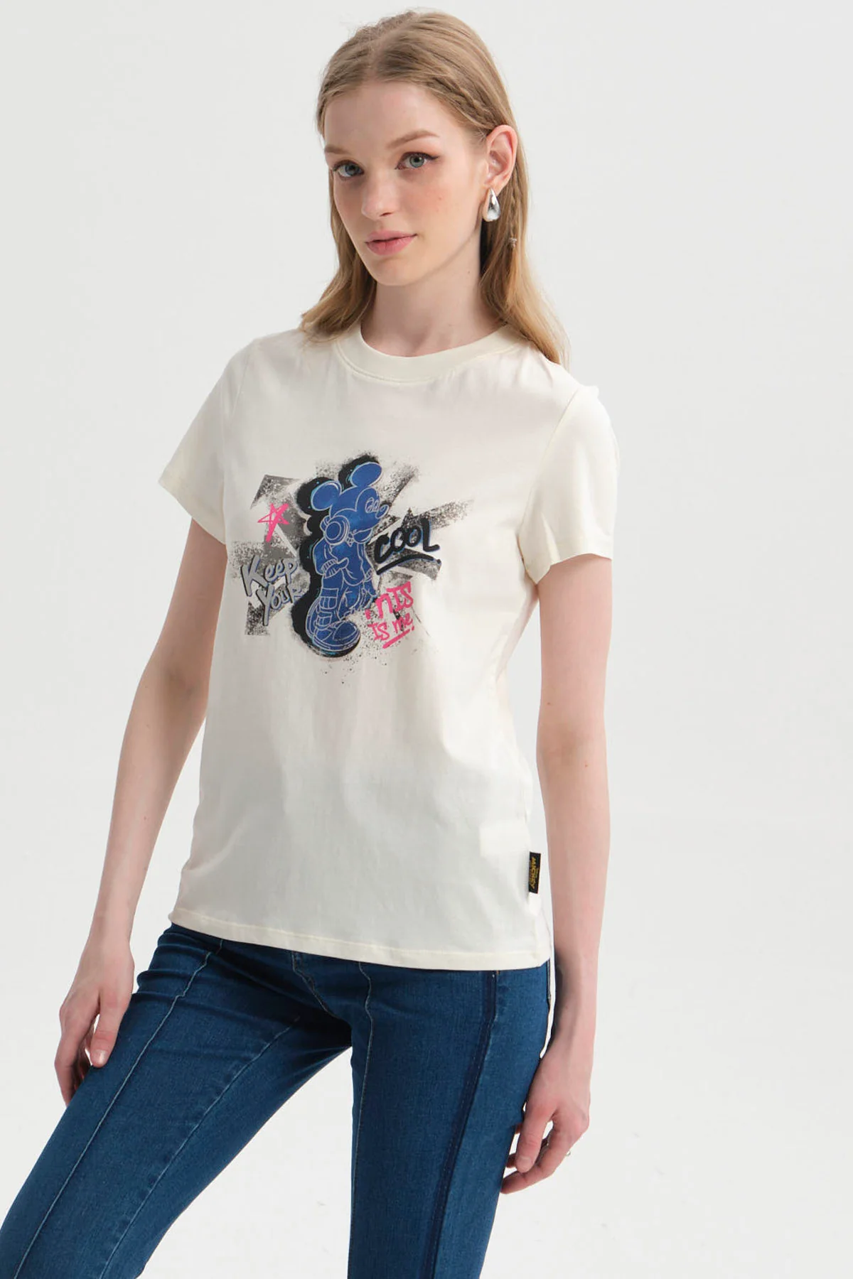 Polera Mujer Mickey Beige - Image 2
