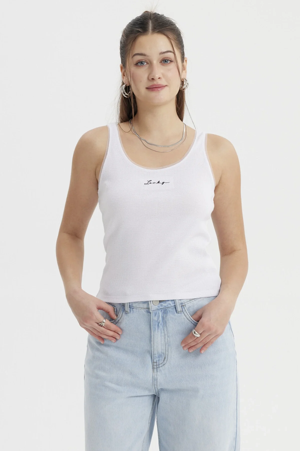 Polera Mujer Mini Print Texto Blanco