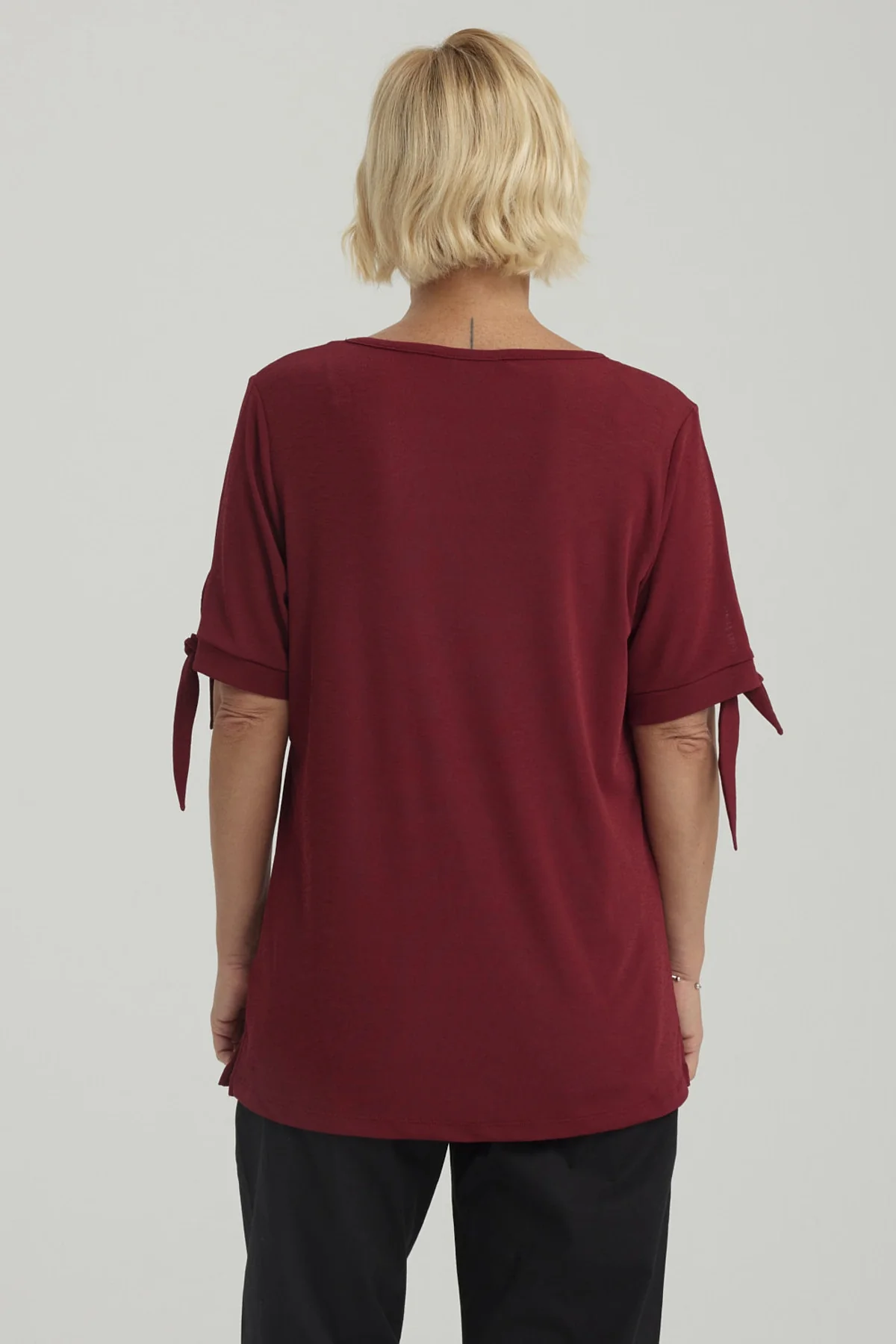 Polera Mujer Nudo En Mangas Burdeo - Image 3