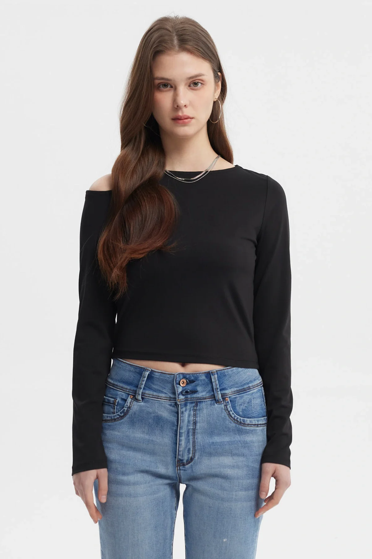 Polera Mujer Nudo Hombro Negro