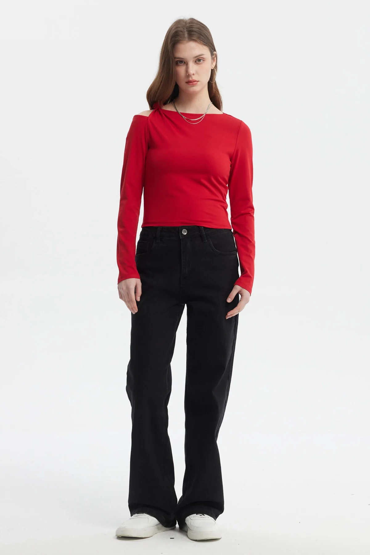 Polera Mujer Nudo Hombro Rojo - Image 4