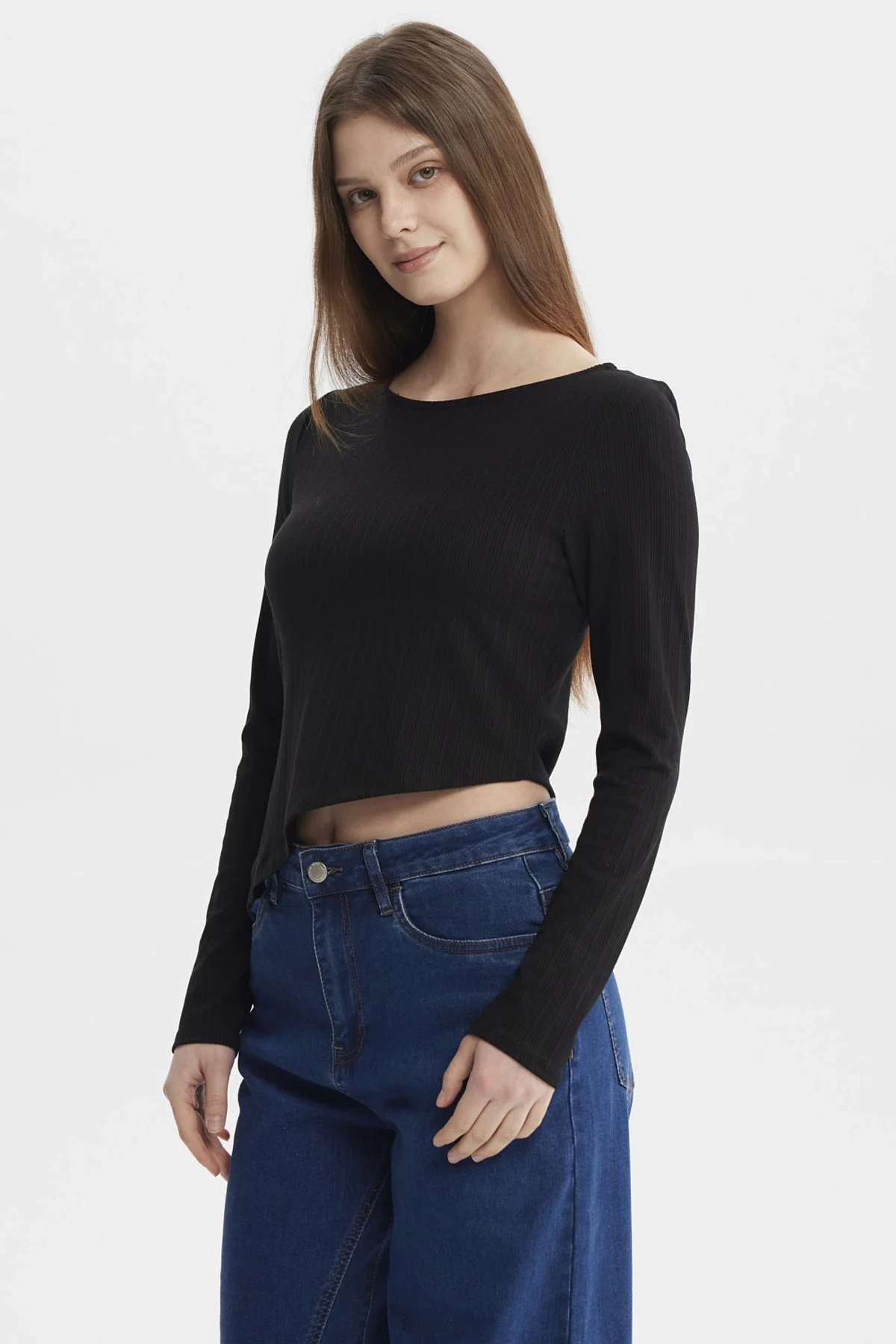 Polera Mujer Ojetillo En Costado Negro - Image 2