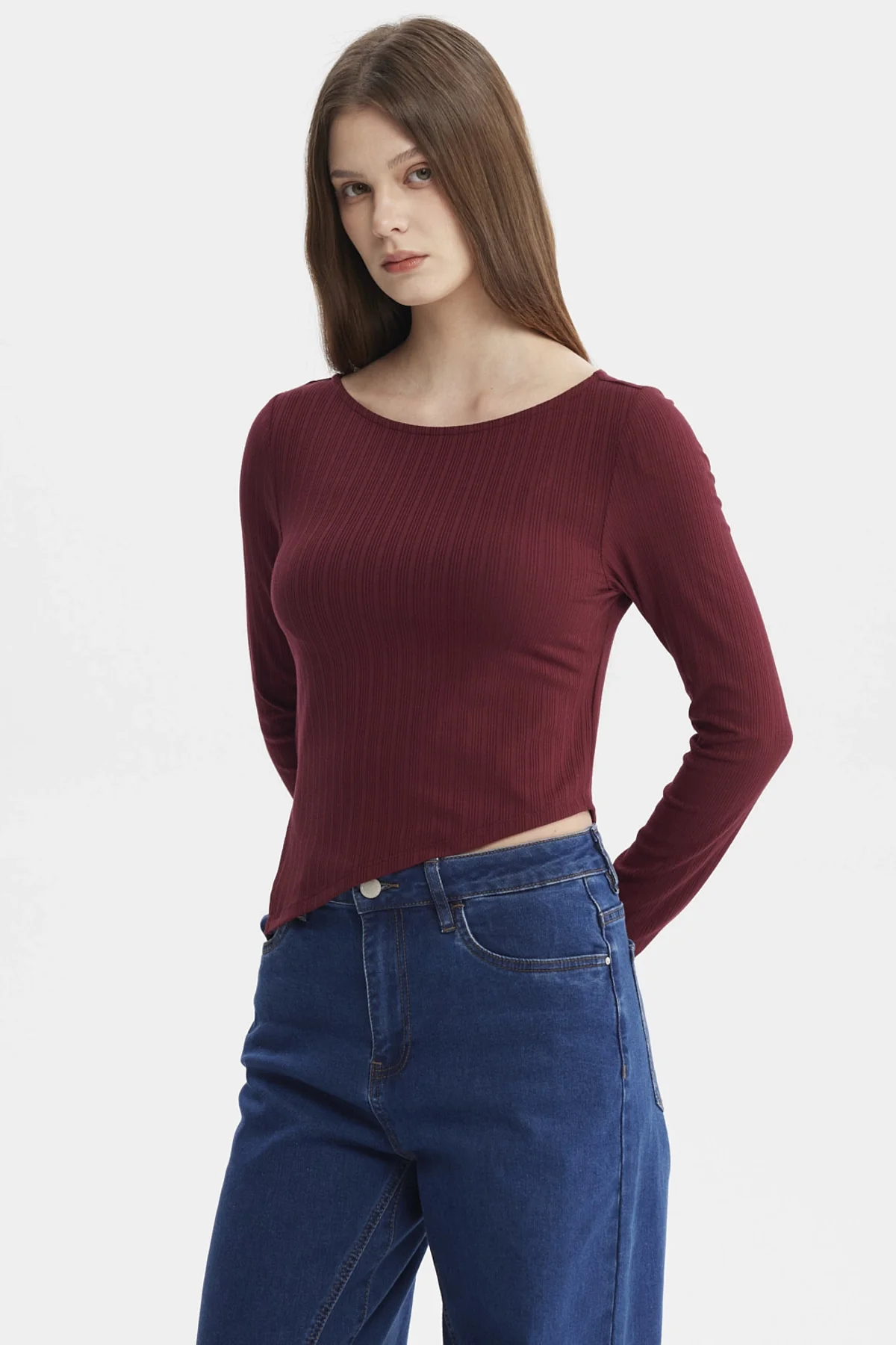Polera Mujer Ojetillo En Costado Rojo - Image 2