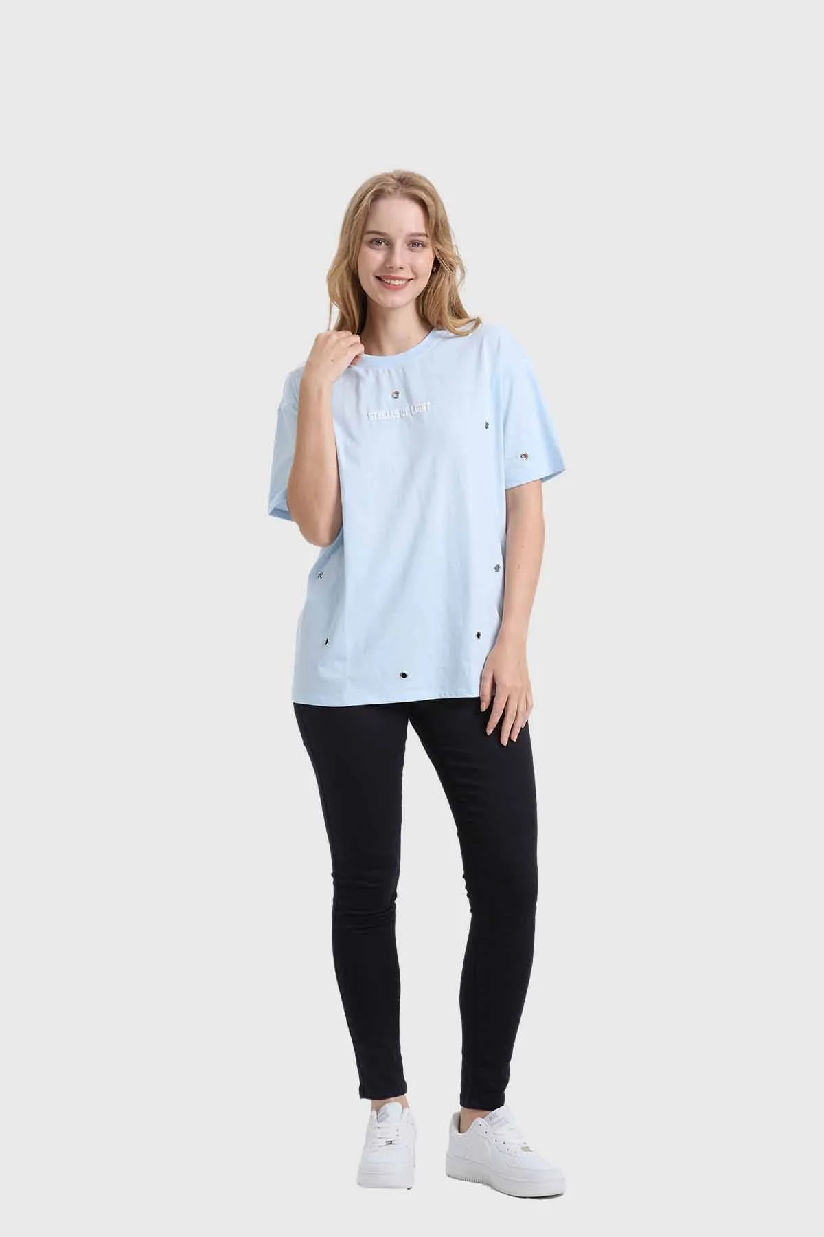 Polera Mujer Ojetillos Celeste - Image 4