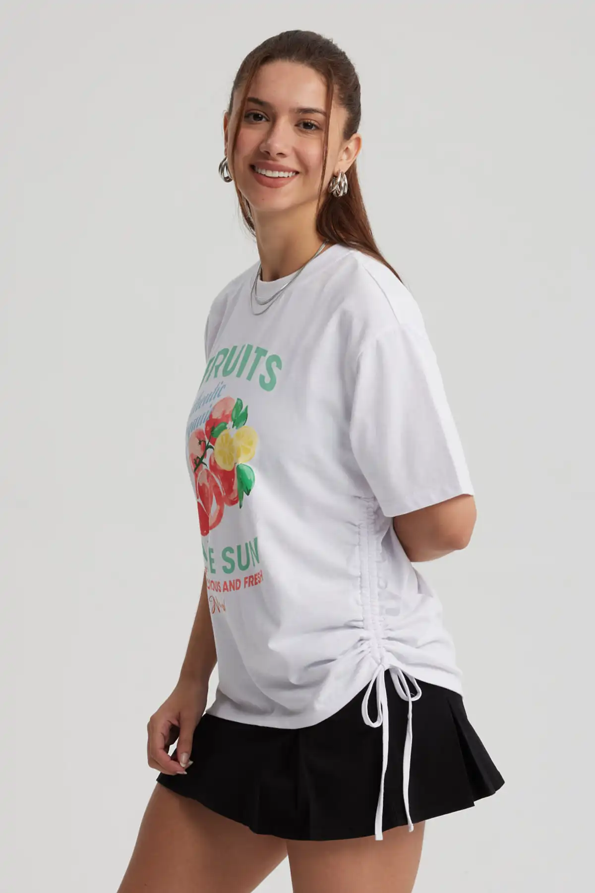 Polera Mujer Oversize Recogido Blanco - Image 2