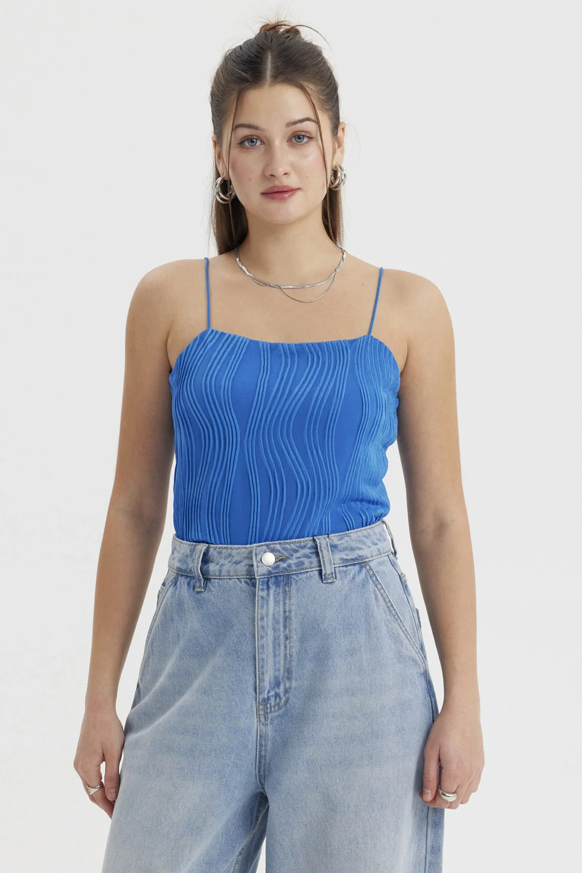 Polera Mujer Pabilo Textura Azul
