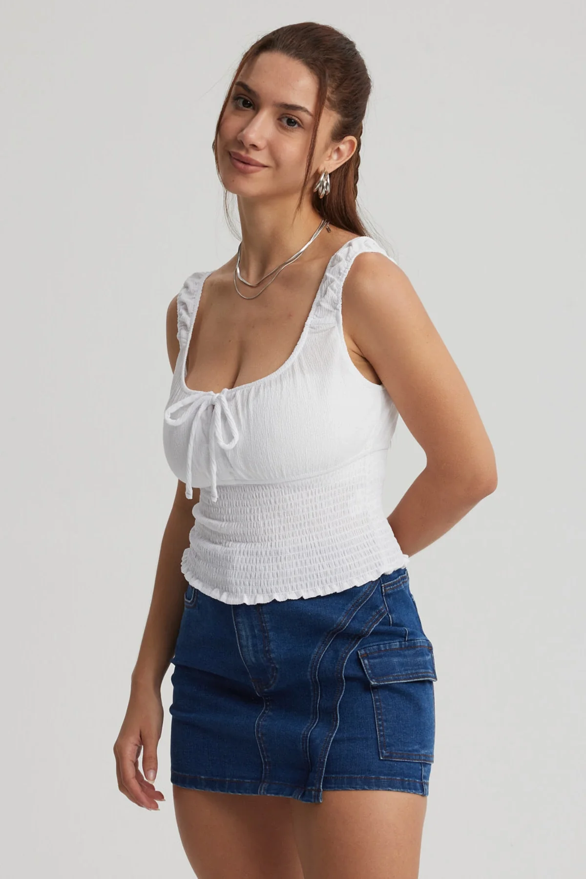 Polera Mujer Panal Lazo Blanco - Image 2