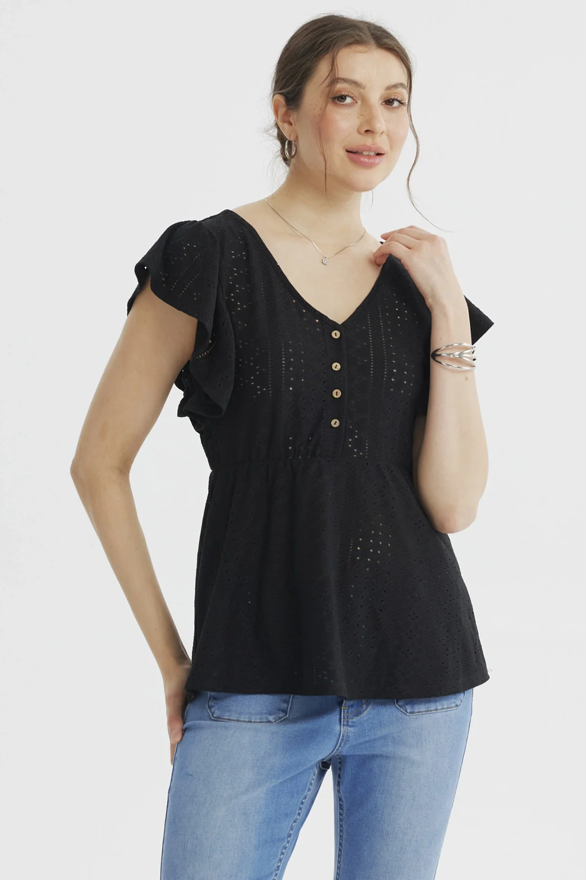 Polera Mujer Pata Botón Negro