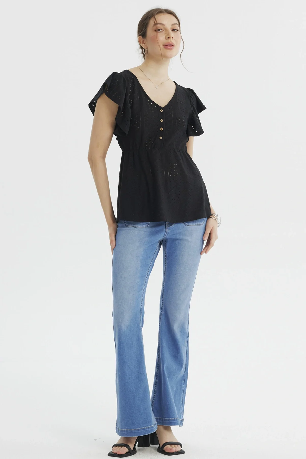 Polera Mujer Pata Botón Negro - Image 3