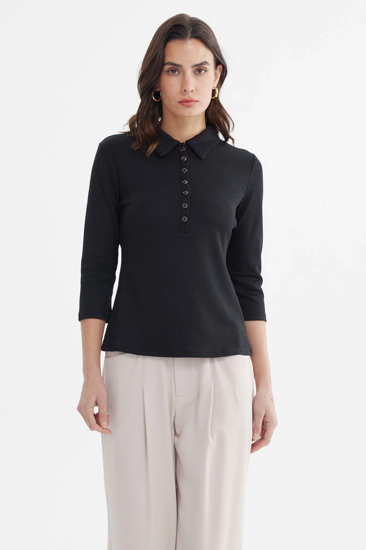 Polera Mujer Pata Botón Negro