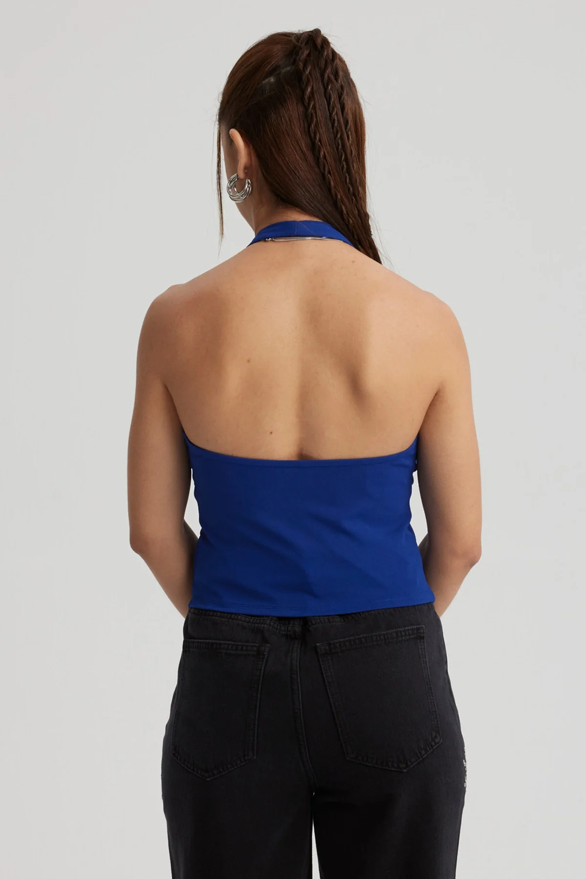 Polera Mujer Pliegues Azul - Image 3