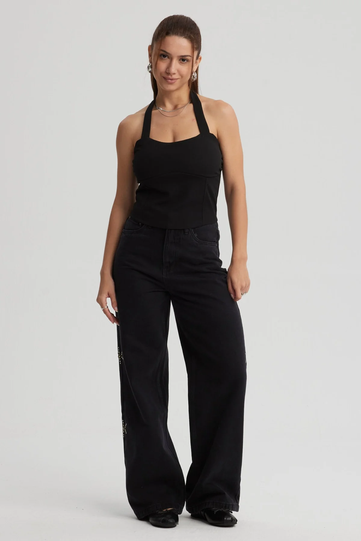 Polera Mujer Pliegues Negro - Image 4