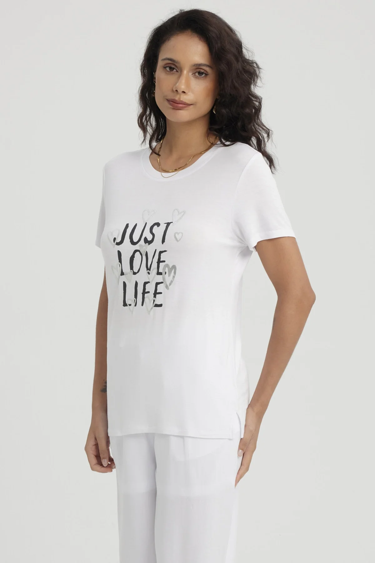 Polera Mujer Print Blanco / Negro - Image 2