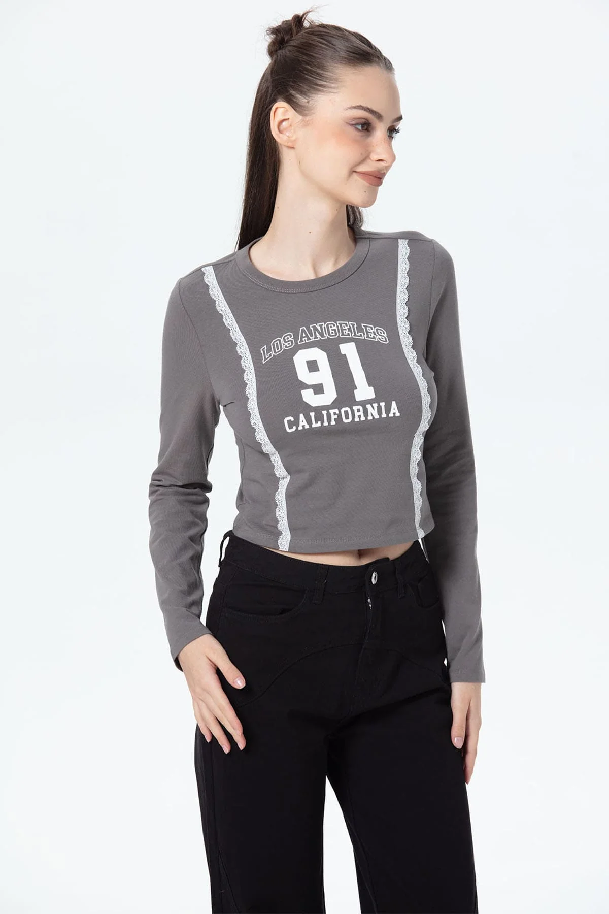 Polera Mujer Print Central Gris - Image 2