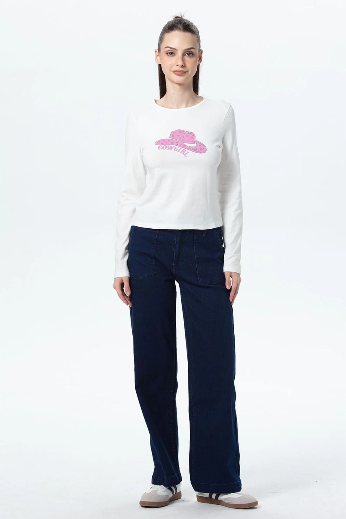 Polera Mujer Print College Crudo - Image 4